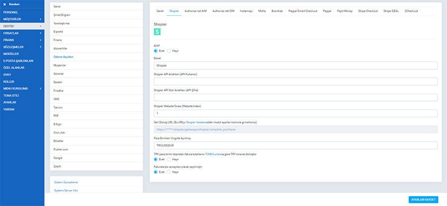 Shopier Payment Gateway for Perfex CRM