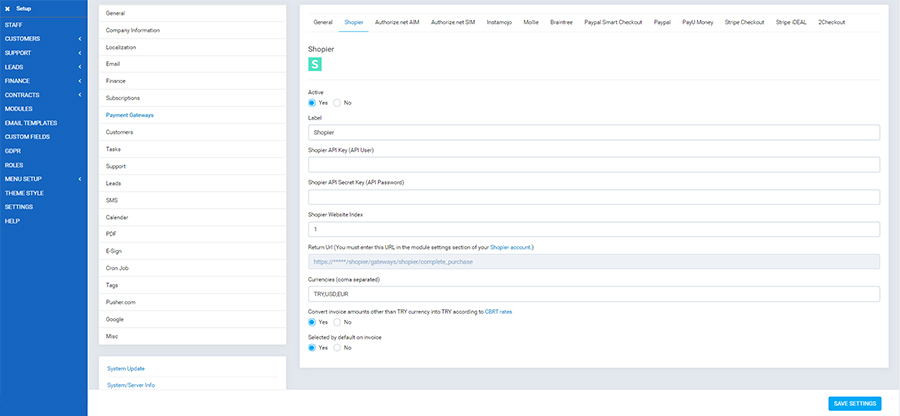 Shopier Payment Gateway for Perfex CRM